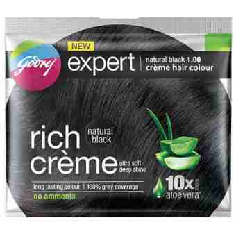 Крем - краска "Цвет: Натуральный черный 1.00" 20 г + 20 мл, Годредж; Cream hair colour natural black 20 g + 20 ml, Godrej
