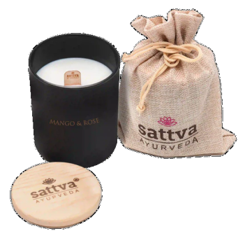 Соєва свічка Індійська троянда та манго 200 мл, Саттва Аюрведа; Soy Candle Indian Rose and Mango 200 ml, Sattva Ayurveda