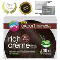 Крем - фарба "Колір: Темно - коричневий 4.06" 20 г + 20 мл, Годредж; Cream hair colour dark brown 20 g + 20 ml, Godrej